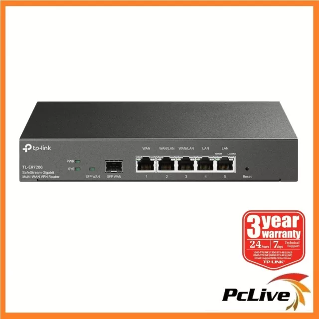 $204.90 - Multi-WAN V2 VPN Gigabit USB AU TP-LINK 3.0 Omada SFP PicClick TL-ER7206 Balance Router Load