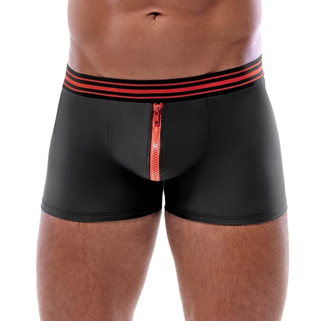 HERREN PANTS SCHWARZ matter Wetlook sexy Unterhose eng Unterwsche Zip rot  "Luca EUR 24,95 - PicClick DE