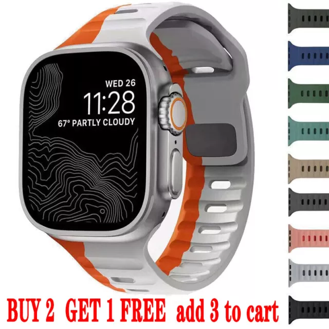 For Apple Watch Series Ultra 9 8 7 SE 6 5 iWatch 49mm Silicone Sport Strap Band