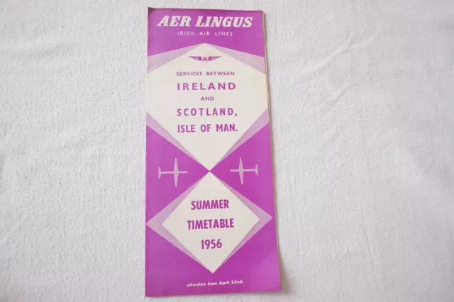 1956 AER Lingus Irish Airlines Airline Timetable Schedule