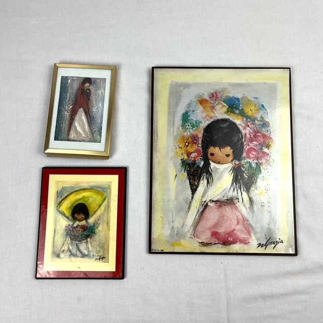 Lot of 3 Ted De Grazia Art Wall Plaque Madonna Flower Girl Boy Native Americana