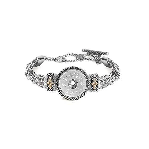 Ginger Snaps Mixed Metal Townsend Bracelet| Adjustable & Customizable Snap Je...