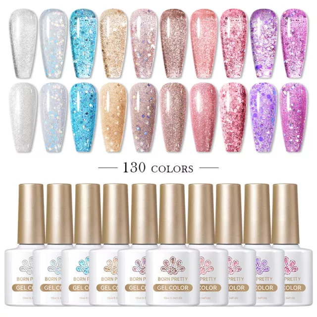 BORN PRETTY 10ml 130Colors Nail Art Gel Polish Soak Off Glitter UV LED Gel Salon 2