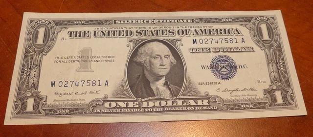One Dollar Bill Silver Certificate Blue Seal Series 1957A - Crisp
