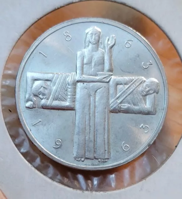 1963 Switzerland 5 Francs Red Cross Commemorative  World Silver Coin