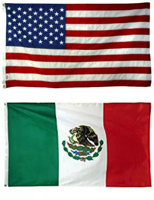 5x8 5'x8' Wholesale Combo USA American & Mexico Mexican Flag banner grommets