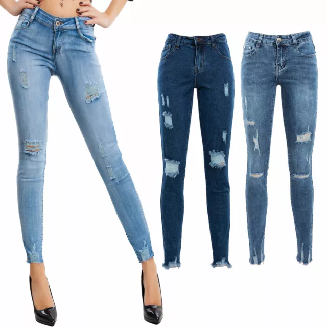 Jeans donna pantaloni skinny denim slim ripped strappi aderenti TOOCOOL VI-178