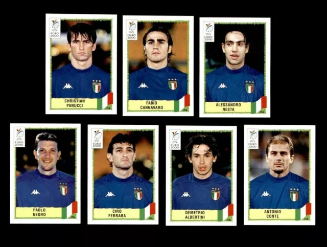 Panini Euro 2000  Italy Team x 7 Stickers