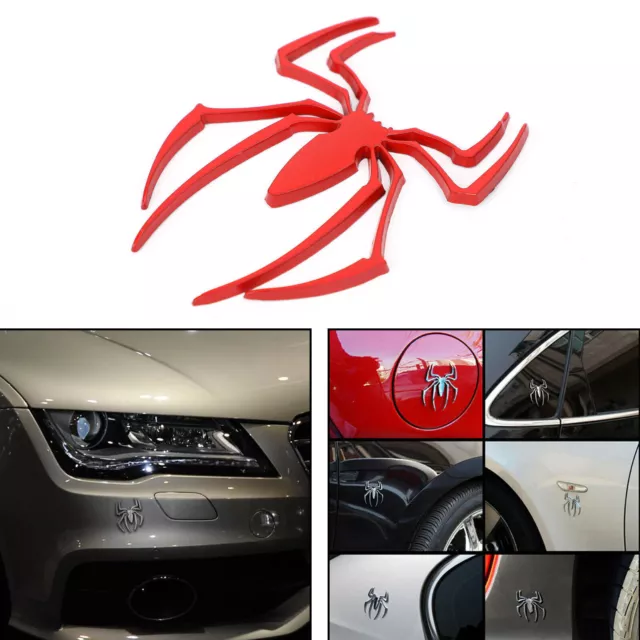 Car Sticker Metal Spider Shape 3D Emblem Abzeichen Aufkleber DIY Red F2