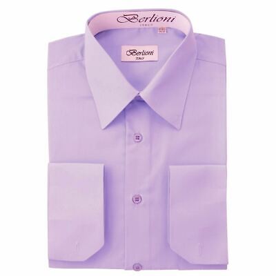 Berlioni Italy Men's Dress Shirt French Convertible Cuff Dress Shirt Lilac