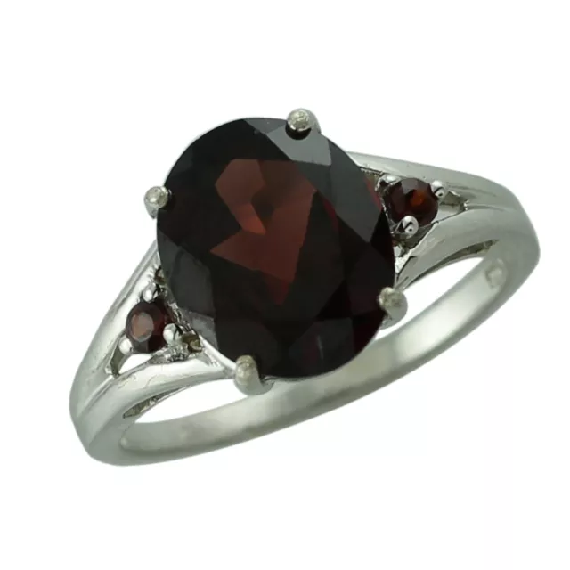 Oval Cut Garnet Cocktail Ring 18k White Gold Fine Jewelry Christmas Gift