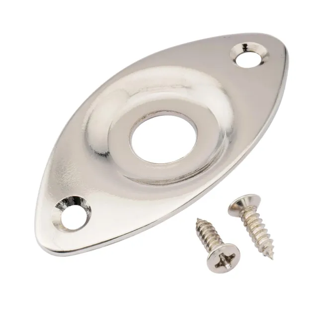 Musiclily Pro Nickel Steel Curved Dented Oval Electric Guitar Bass Jack Plate