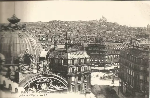 Paris postcard - view of Montmartre taken from the Opera - cha
