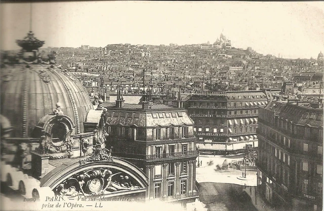 Paris postcard - view of Montmartre taken from the Opera - cha