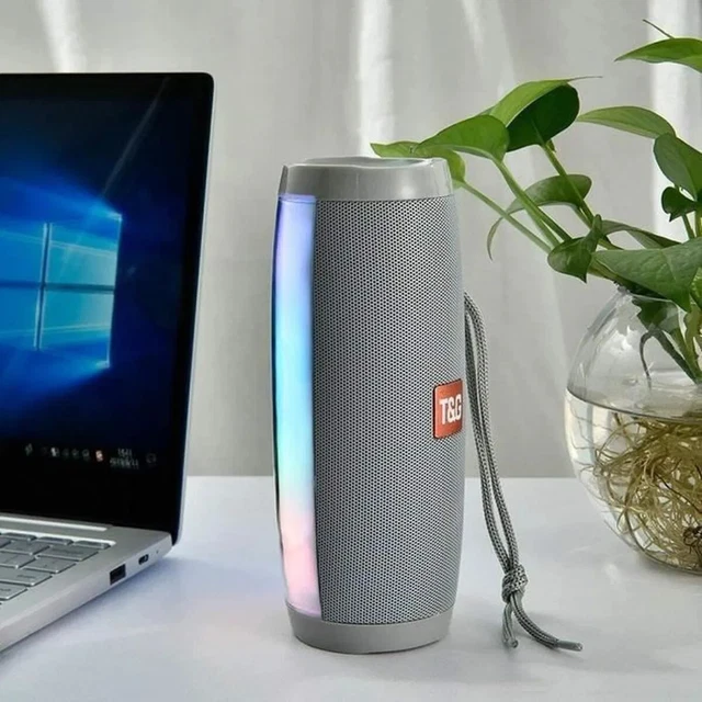 Enceinte Bluetooth Sans fil Portable Haut-parleur Music 10W LED colorée Gris