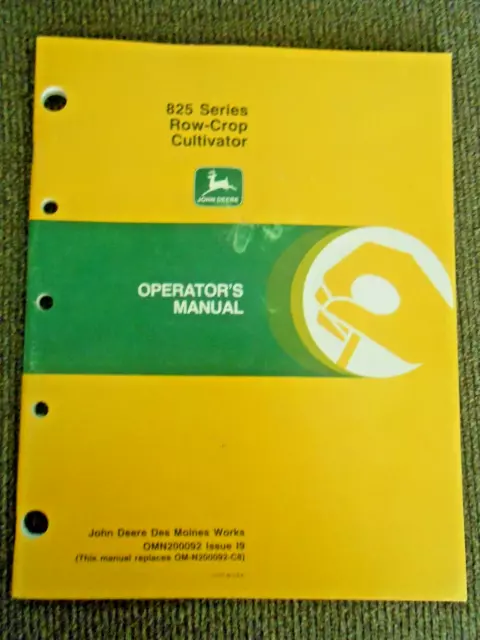 John Deere 825 Series Row-Crop Cultivator Operators Manual OMN200092 Issue 19