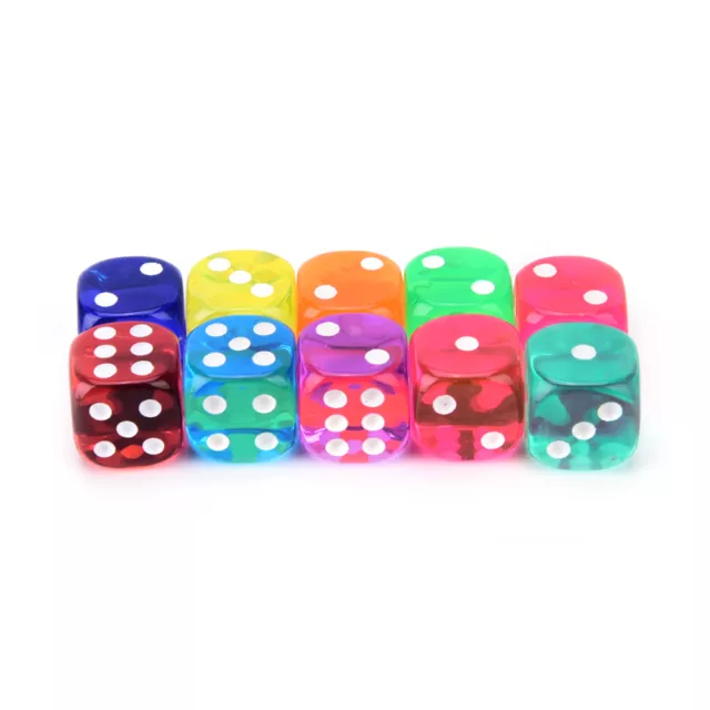 10Pcs Square Transparent Dice Acrylic Craps Casino Bar Toy Game 14`xe 3