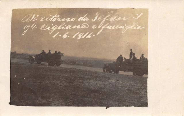 17-50E) Cartolina Vintage Fotografia 1914 Automobili