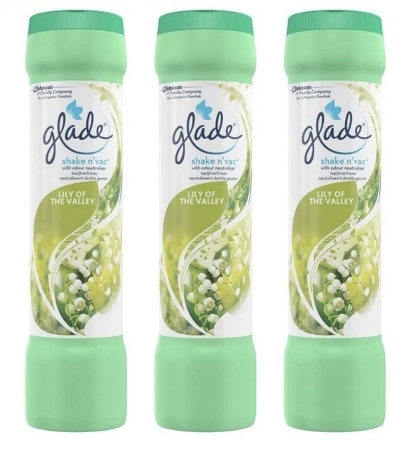 3 X NEW Glade Shake N Vac Carpet Freshener & Odour Neutraliser Lily