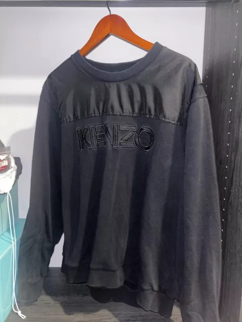 Kenzo Dual Fabric Pullover Sweatshirt In Black Size XXL