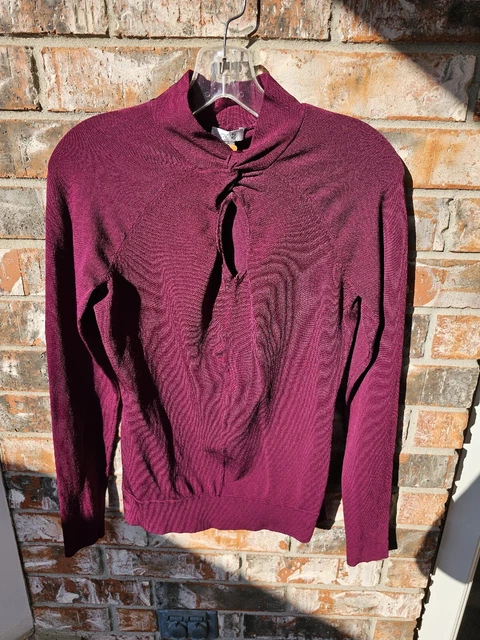 Womens Cache Magenta Pullover Knit Sexy Key Hole Neckline Size S