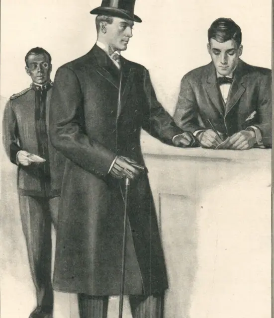 1914 Hart Schaffner Marx Men's Clothing Handsome Men Hotel Desk Can Top Hat A219