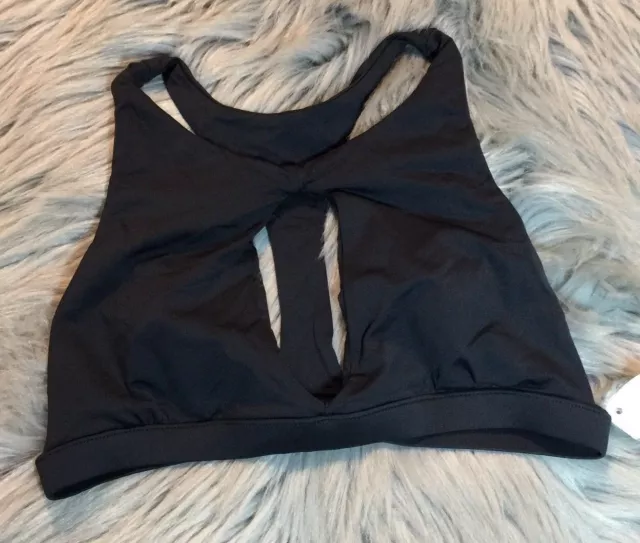 NWT Blue Life Black Solid Malibu Crush Racer Bra Bikini Top Size S $88