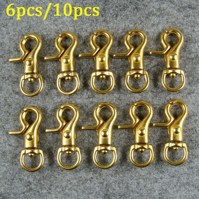 6pcs/10pcs Brass Clasps Snap Spring Hooks Crafts For Bag Wallet Keychains Clip
