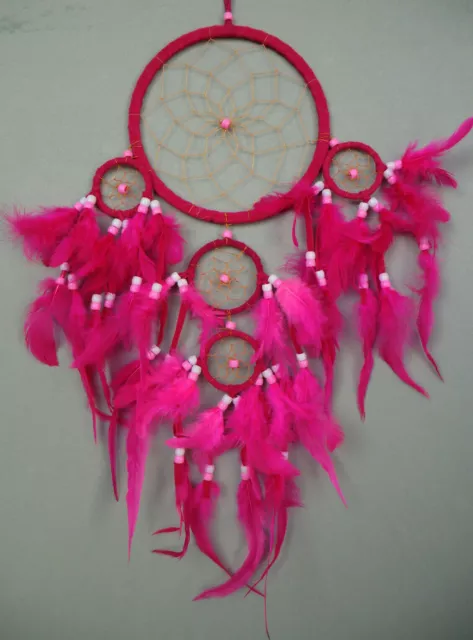 16 cm x 45 cm Pink Dreamcatcher Traumfänger Indianer Träume Federn Geschenk