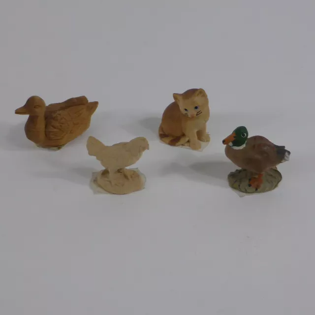 Tierfiguren Krippenfiguren Holz geschnitzt Miniaturen Katze Ente Hahn Ente