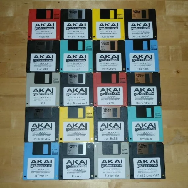 Akai MPC 2000XL x20 Diskettes Drum Kit Sounds Samples Floppies Floppy