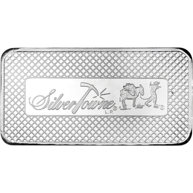 10 oz. SilverTowne Silver Bar - Trademark Prospector Design - 999 Fine 2