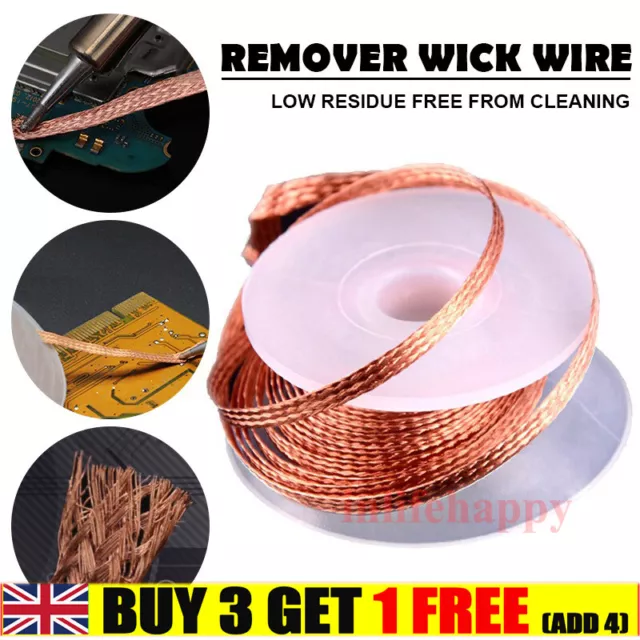 1.5/3m Desolder Desoldering Braid Wick Wire Mop Solder Sucker Fluxed Remover Kit