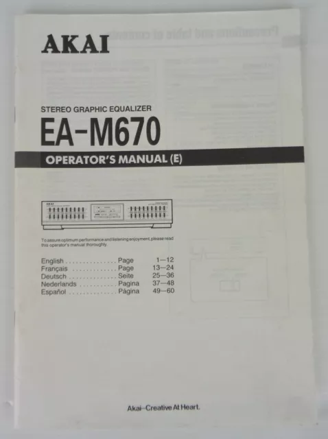Akai Ea-M 670 - Manuale D'uso