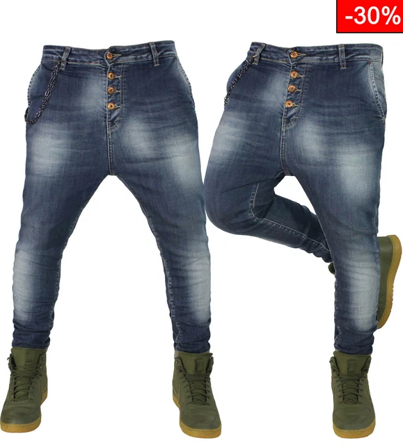 Jeans Uomo Cavallo basso Turca klixs Denim Harem pantaloni slim elasticizzati