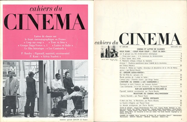 CAHIERS DU CINÉMA N°238/239 - Cinéma et luttes des classes... mai/juin