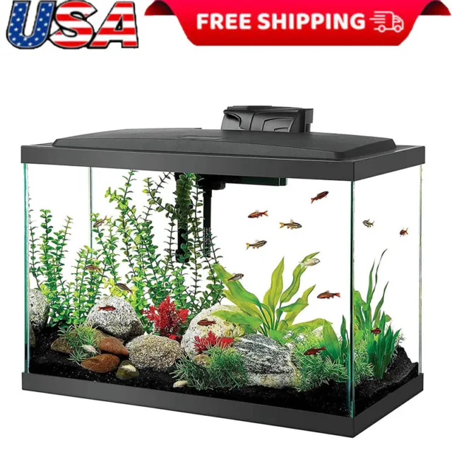 Aquarium Fish Tank Starter Kit w/ LED Lighting 20 Gallon High Fish Tank