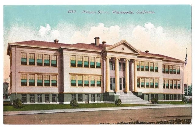 Watsonville California c1910 Primary School, vintage Edward H. Mitchell postcard