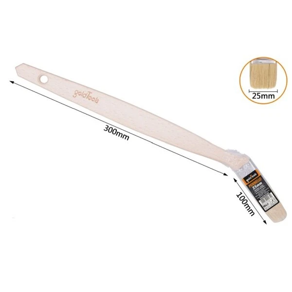 Pennello Piatto 25 Mm Obliquo Manico In Legno Lungo Collo Angolare Pittura 90239