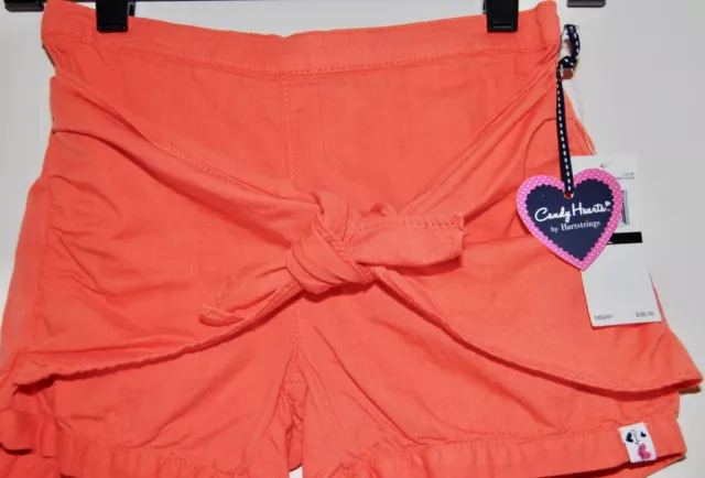 NWT Candy Hearts By Hartstrings Big Girls Coral Orange Wrap Front Shorts sz L 3