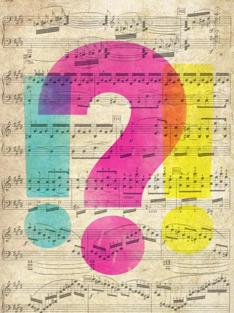 Upcycle Sheet Music Question Shock Framed Wall Art Print 18X24 In