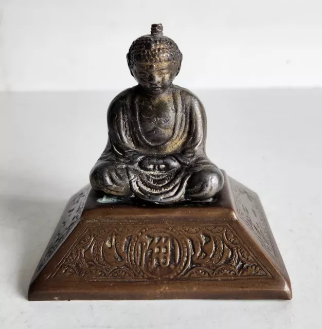 Fine Old Chinese Bronze Buddha Figure - Copper Base - Good Early Example