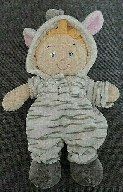 S2 / doudou peluche poupée garçon déguisé en zèbre blanc gris NICOTOY