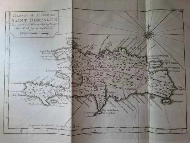 Original antique HISPANIOLA, A Haiti Dominican Caribbean Bellin MAP 1775