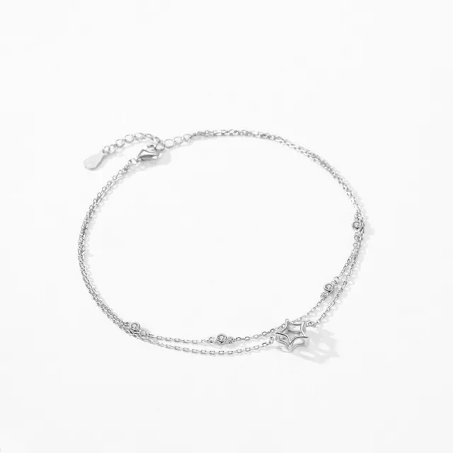 Fraise Silberarmband S925 Armband Sterlingsilber Doppelstern mit Zirkonen 3