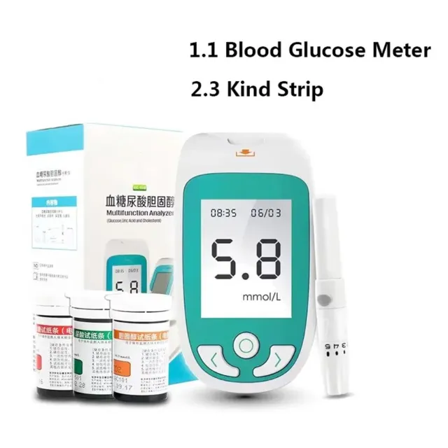 Cholesterol Household Use 3 in 1 Blood Glucose Test Uric Acid Test Strips Set