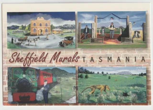 Australia TASMANIA TAS Tiger Train Art Murals SHEFFIELD TP1049 postcard c2000s