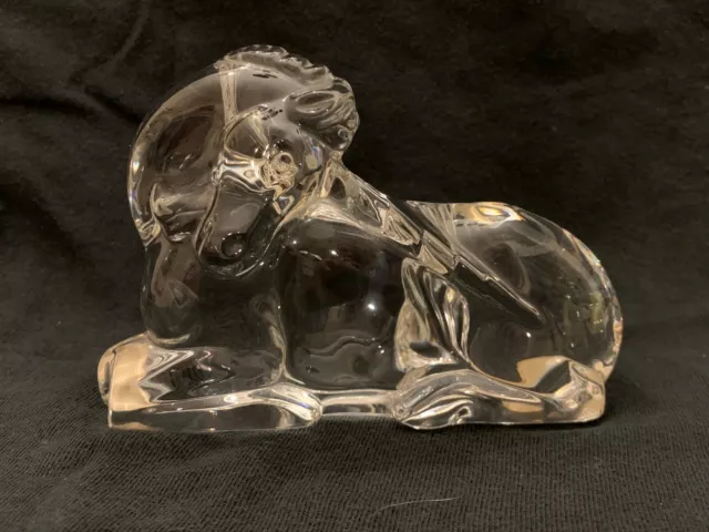 Vintage Baccarat Crystal Unicorn Figurine, Signed, Made In France