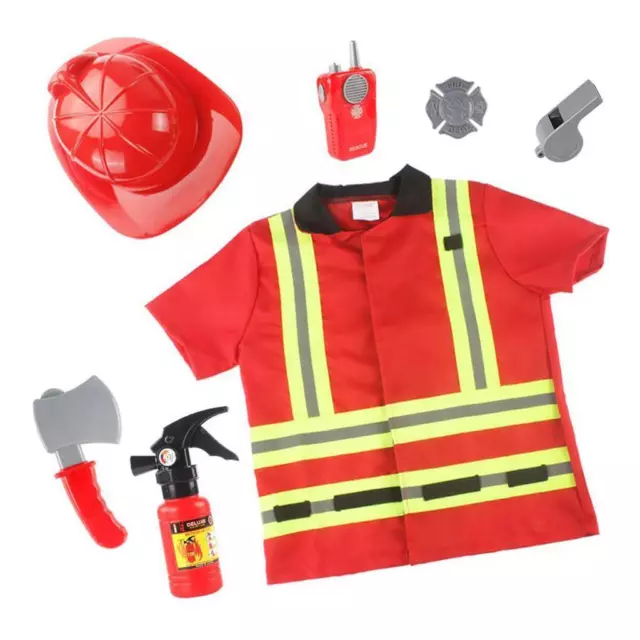 Children Fireman Costume Set Fire Fighter Tools Preschool Boys Role Play Toy