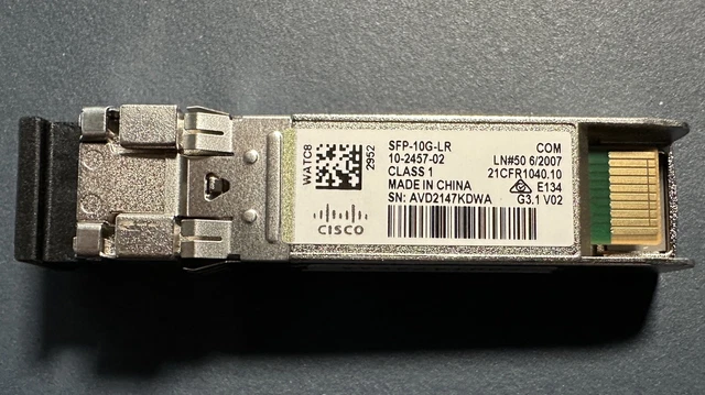 Module SFP Cisco 10G-LR D’occasion – émetteur-récepteur 10GBase-LR 1310nm Pour Réseaux Entreprise